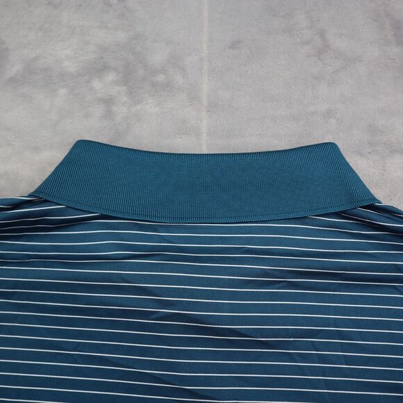 Nike Golf Polo Shirt Mens XL Blue Striped Stretch Lightweight Hike Fish - Picture 13 of 16